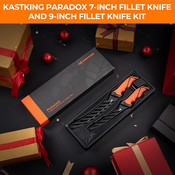 KastKing Paradox Fishing Fillet Knife Kit, 7" and 9" | G4116 German Stainless Steel, Non-Slip Handles, Corrosion-Resistant, Sheath Included, Fresh & Saltwater, Great Fishing Gifts