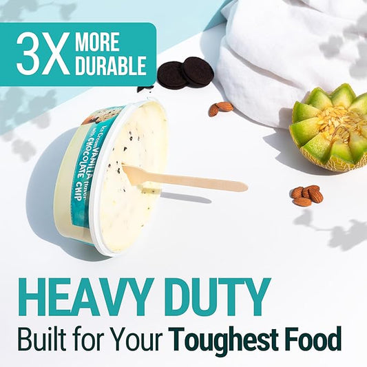 Disposable Wooden Spoons For Eating - 300pcs - Heavy Duty & Plastic Free - Our Guilt-Free FSC Certified Wood Protects Forests - A Great Alternative to Bamboo Spoons Disposable.