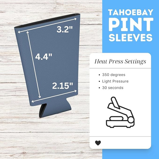 TahoeBay Blank Pint Glass Sleeves, Beer Coolers, 6-Pack, Steel Blue | Insulating Foam Cooler, 16oz Collapsible Tapered Beverage Holder, Bar Cup Insulator for Transfer Vinyl, HTV, Sublimation, DTF