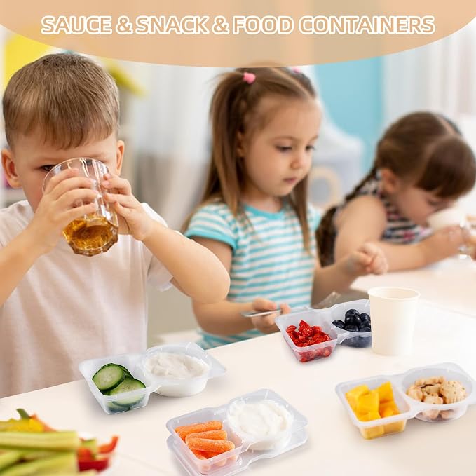 Reusable Snack Containers with Lids: Snack Pack Containers 20Pcs - Snackle Box Container Portion Control - Meal Prep Containers - Double Compartment Snack Containers for Travel - Camping Essentials