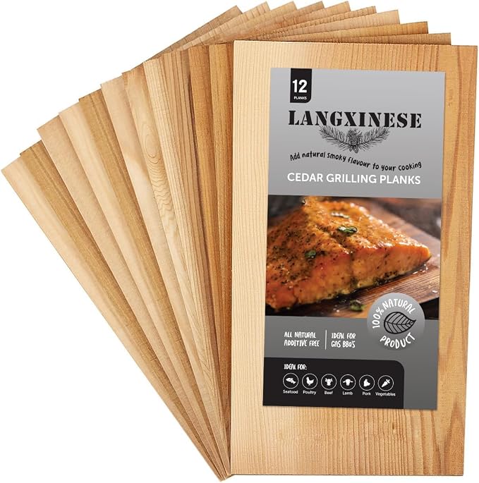 Bigger 13 PK, Cedar Planks For Grilling Salmon,11"x 5.5" Better Smoking, Add Best Smoky Flavor To Salmon, Veggies, Restaurant Quantity