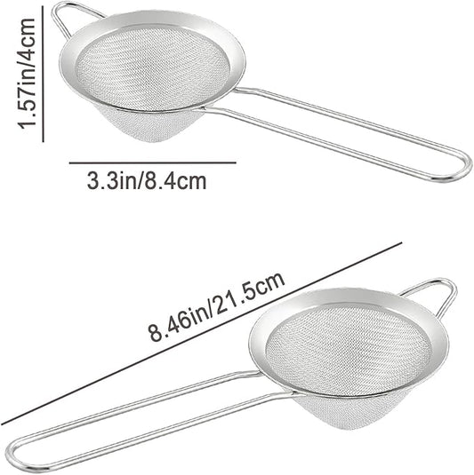 18 PCS Tea Strainers Cocktail Strainer Stainless Steel Fine Mesh Small Strainer, 3.3''Mini Tea Strainer with Long Handle for Cocktails Tea Herbs&Drinks,Conical Tea Filter Bar Colander Food Loose Tool