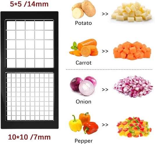 Vegetable Chopper, Onion Chopper Dicer, Mandoline Slicer, Food Chopper with Container, Vegetable Cutter for Salad Potato Carrot Garlic(2 Blades, White Black)