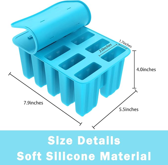 Ozera 10-Cavity Reusable Silicone Popsicle Molds, Easy Release Popsicle Maker Molds, Ice Pop Molds with 50 Sticks & 50 Bags