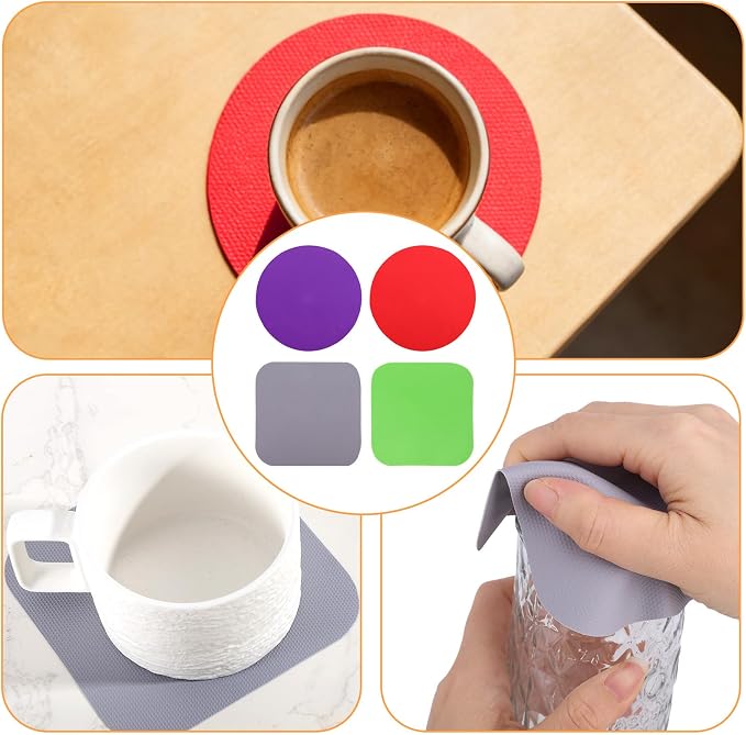 LUTER 4pcs Rubber Jar Openers, Versatile Natural Rubber Bottle Opener | Rubber Jar Grippers Kitchen Coasters Gadgets for Weak Hands Seniors Elderly Lid Cap Gripper Pads (4 Colors)