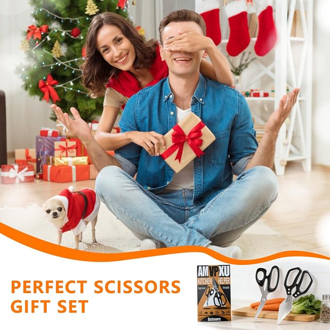 2-Piece Kitchen Scissors Heavy Duty, Stainless Steel Kitchen Shears | Sharp Utility Scissors for Cutting Chicken, Meat, Fish, Vegetables and Poultry, Home kitchen Utensils Gadgets