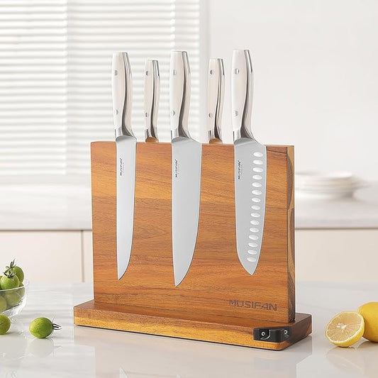 Magnetic Knife Block - Magnetic Knife Holder - Magnetic Knife Stand- Cutlery Display Stand and Storage Rack(sharpener)