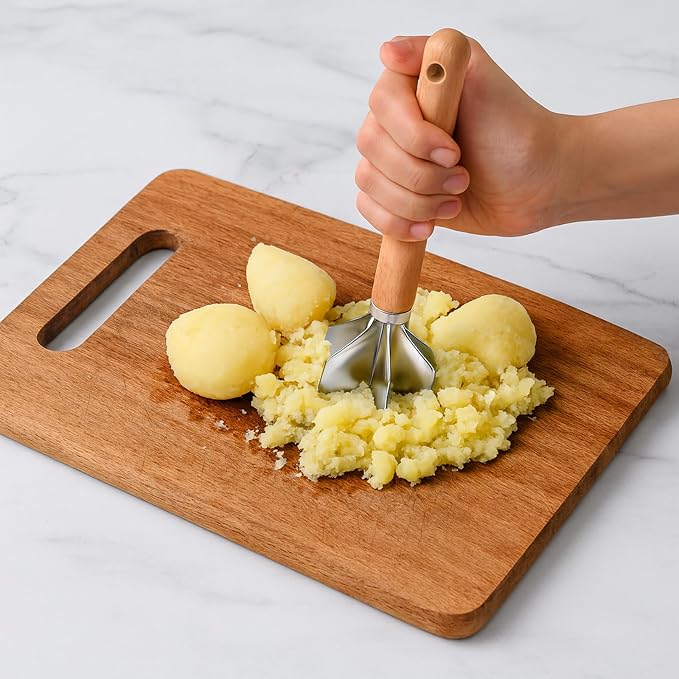 Stainless Steel Meat Masher, Meat Chopper, 11 Inch with Cleaning Brush | Ground Beef Chopper Tool, Hamburger Smasher Tool for Hamburger Meat, Ground Beef, Turkey, or Potatoes