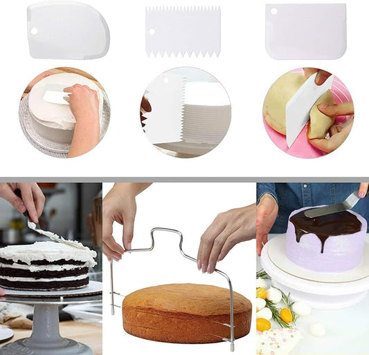 Cake Decorating Turntable,Cake Decorating Supplies with Decorating Comb/Icing Smoother(3pcs),2 Icing Spatula with Sided & Angled …
