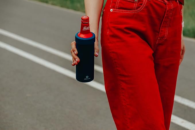 16oz Slim Aluminum Beer Bottles holder (Black) | Vacuum insulated stainless steel cooler