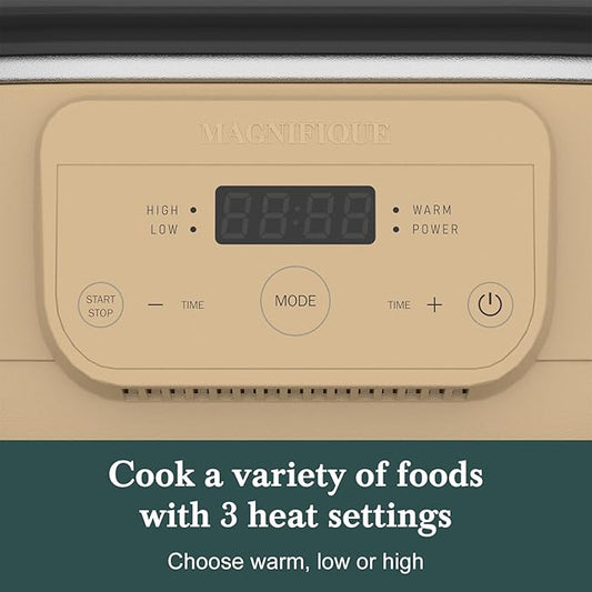6 Quart Programmable Slow Cooker Removable Healthy Nonstick Pot - Small Kitchen Appliance for Family Dinners - Serves 6+ People - Heat Settings: Keep Warm Brown Sugar