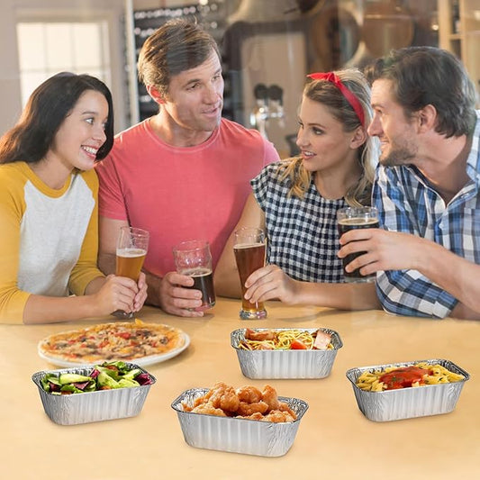 Small Aluminum Pans with Lids, 50 Pack Disposable Aluminum Loaf Pans 6x3.5x2 Inch, Thick Foil Pans Cookware for Baking Cakes, Bread, Meatloaf, Mini