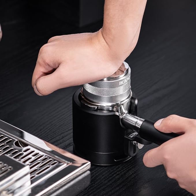 IKAPE Coffee Products, 51mm Coffee Distributor & Hand Tamper, Adjustable Depth Espresso Distributor Fits All 53mm Espresso Portafilter, Compatible with 51MM Breville Bottomless Portafilter (Silver)