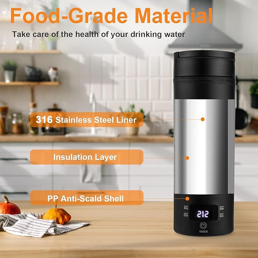 Portable Electric Kettle (110V), Travel Tea Kettle, 316 Stainless Steel Premium Liner, 4-speed Temperature Adjustment with Auto Shut-off and Boil-Off Protection black