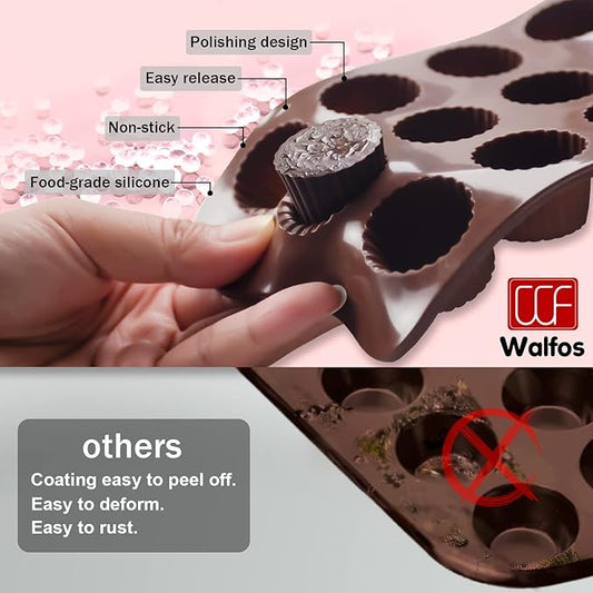 Peanut Butter Cup Mold Fat Bomb Molds, Walfos Silicone Candy Mold-Perfect for Keto Fat Bomb, Candy, Dark Chocolate, Mini Peanut Butter Cup, Set of 3