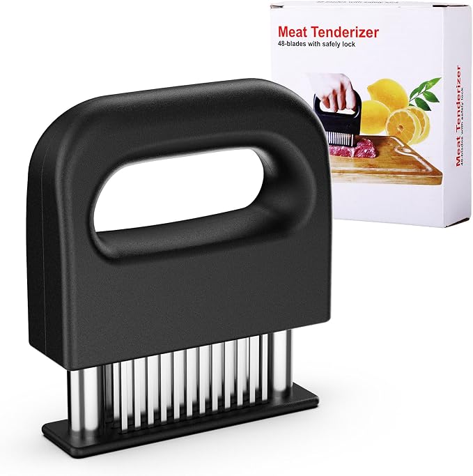 Meat Tenderizer Tool with 48 Stainless Steel Blades, Heavy-Duty Needle Tenderizer for Steak, Beef, Pork & Chicken, Kitchen Cooking Gadgets Tools Black