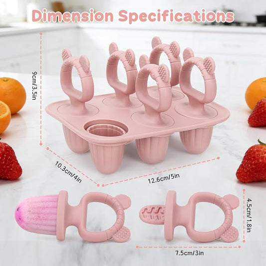 Silicone Baby Popsicle Molds with Sticks, Mini Popsicles Molds for Babies | Breastmilk Popsicle Molds for Teething Relief, Frozen Treats Maker Popsicle Maker Ice Pop Mold for Toddlers Kids(Pink)