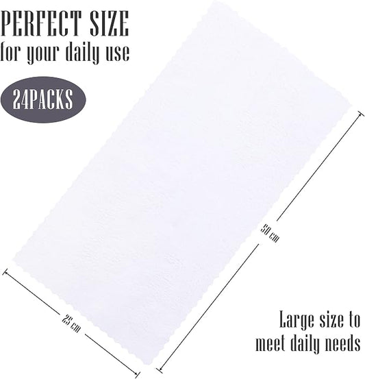 Sunny zzzZZ 24 Pack Kitchen Dishcloths - Does Not Shed Fluff - Reusable Dish Towels, Dish Cloths, Super Absorbent Coral Fleece Cleaning Cloths, Nonstick Oil Washable Fast Drying, 10 x 20 Inch (White)