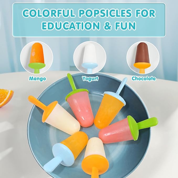 Miaowoof Silicone Popsicles Molds for Toddlers, 6-Cavity Non-BPA Premium Silicone Small Popsicle Molds, Ice Pop Mold with 6 Colorful Reusable Sticks for Kids (Blue)