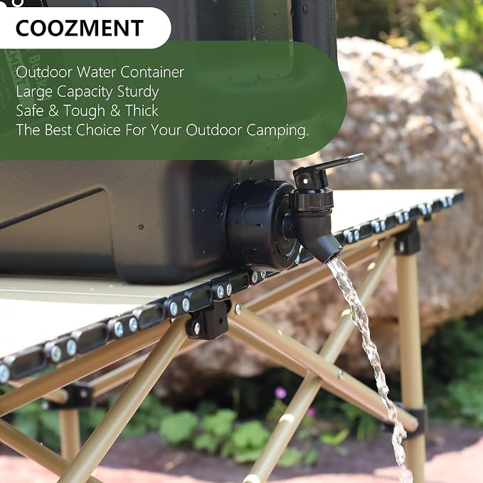 COOZMENT 3.2 Gallon/5 Gallon Water Containers with Spigot, BPA Free Water Jug, Military Green Water Tank, Multifunction Water Storage Containers for Camping Outdoor Hiking,Emergency Storage