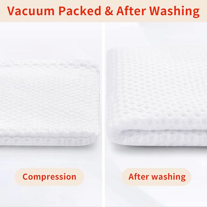 Homaxy 100% Cotton Waffle Weave Kitchen Towels, 5-Pack, White | 13 x 28 Inches, Ultra Soft Absorbent Dish Towels, Quick Drying Cleaning Towels