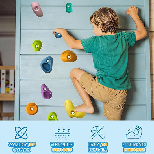 36 PCS Rock Climbing Wall for Kids,Rock Wall Climbing Holds,Adults Climbing Wall Grip Kits Holds Up to 230 lbs for Outdoor Indoor Home Playground Climbing Wall Holds(Pastel Color)