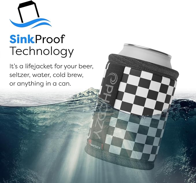 PHOOZY Insulated Can Cooler for 12 oz Cans - Patented Drink Sleeve with NASA-Inspired Technology - Keeps Beer, Soda & Sparkling Water Cold Longer - Lightweight Outdoor Can Holder - Checkered