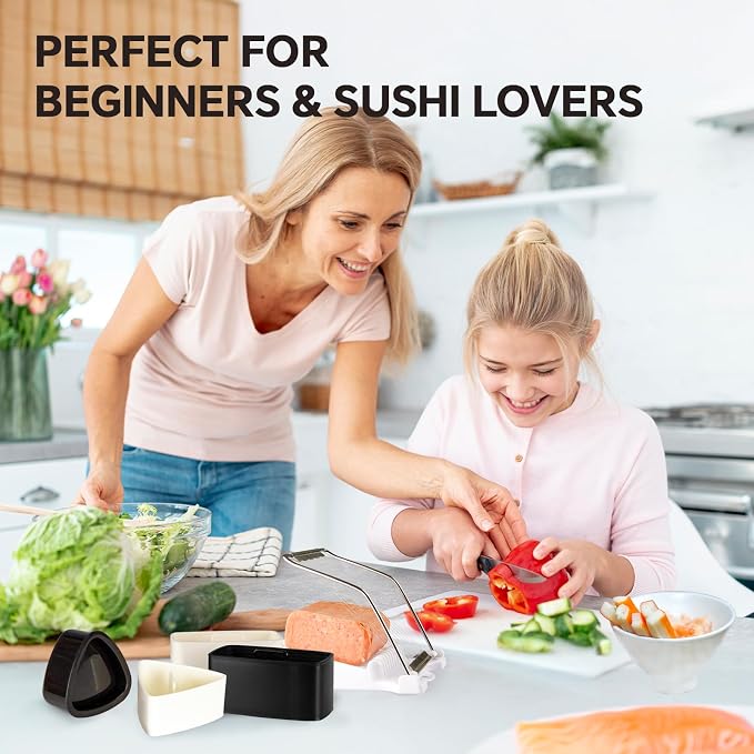 Musubi Press Mold Kit, 8-in-1 Hawaiian Musubi Maker Set | Luncheon Meat Slicer, Heart & Triangle Shapes for Sushi and Bento Making BPA-Free & Non-Stick, Easy to Clean