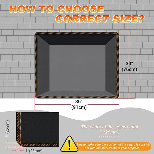 Fireplace Cover, Draft Stopper for Brick Fireplace, Fireplace Flue Blocker, Indoor Fireplace Blanket for Heat Loss, Winter and Summer, Black, 36x30 Inches