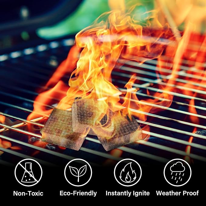 HGD Fire Starter, 128 Mini Square, Natural Fire Starters for BBQ, Campfire, Fireplace, Charcoal, Wood Stove, Chimney, Fire Pit, Grill, Smoker, Indoor Outdoor Use