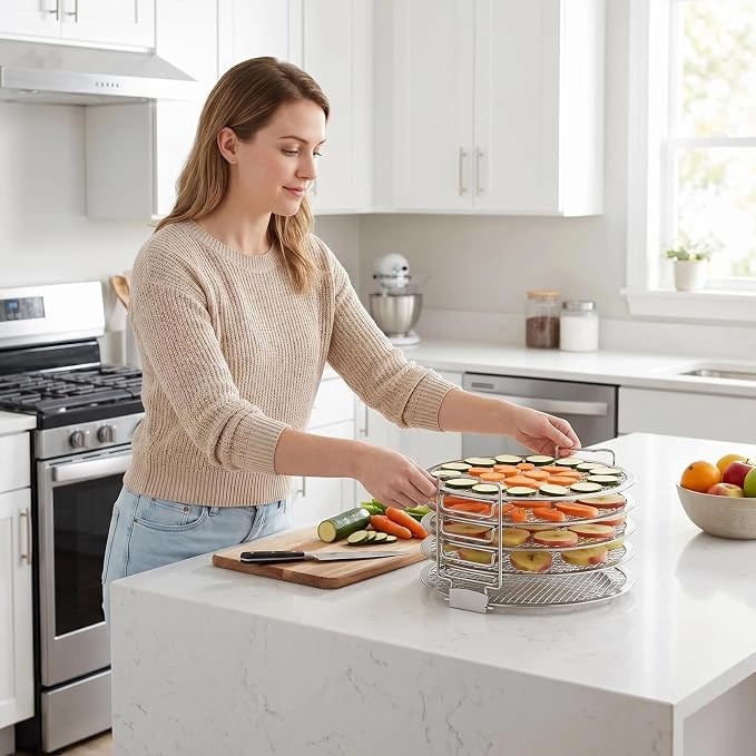 Dehydrator Rack Stainless Steel Stand Accessories Compatible with Ninja Foodi Pressure Cooker and Air Fryer 6.5 and 8 Quart, Instant Pot Air Fryer 8 Qt