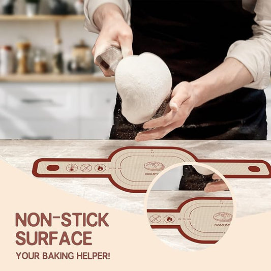 Silicone Bread Sling Oval and Round, 2 PCS Nonstick&Reusable Bread Baking Mats, Easy-To-Clean Dutch Oven Liners, Sourdough Bread Baking Supplies (Oval and Round, Red)