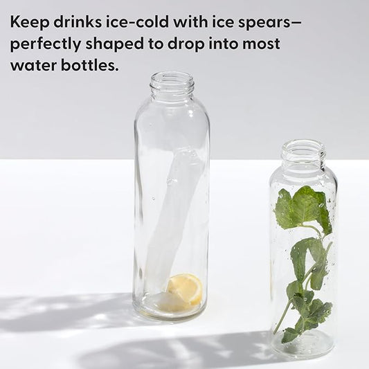 W&P Peak Silicone Water Bottle Ice Tray w/ Protective Lid | Charcoal| Easy to Remove Ice | Food Grade Premium Silicone | Dishwasher Safe, BPA Free