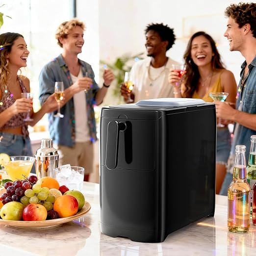 Antarctic Star Portable Ice Maker Countertop, 18Lbs/24H Self-Cleaning Ice Machine with One-Touch Operation & Ice Scoop Included, for Home Kitchen Office, Black
