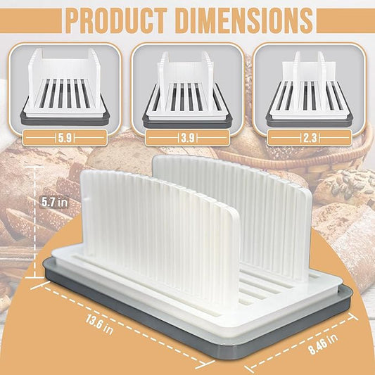 SliceElite Bread Slicer for Sourdough Rounds - Adjustable Bread Slicing Guide With Crumb Tray & Compact Bread knife for kitchen - Manual Bread Slicer For Homemade Bread Perfect Bread Making gifts