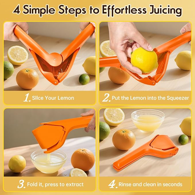 Manual Lemon Squeezer, Hand Lemon Squeezer, Durability and longevity, Easy to Use & Dishwasher Safe, Lemon Juicer, Citrus Juicer, Lemon Juicer Squeezer to Squeeze Lemons, Orange, HomeyVenture