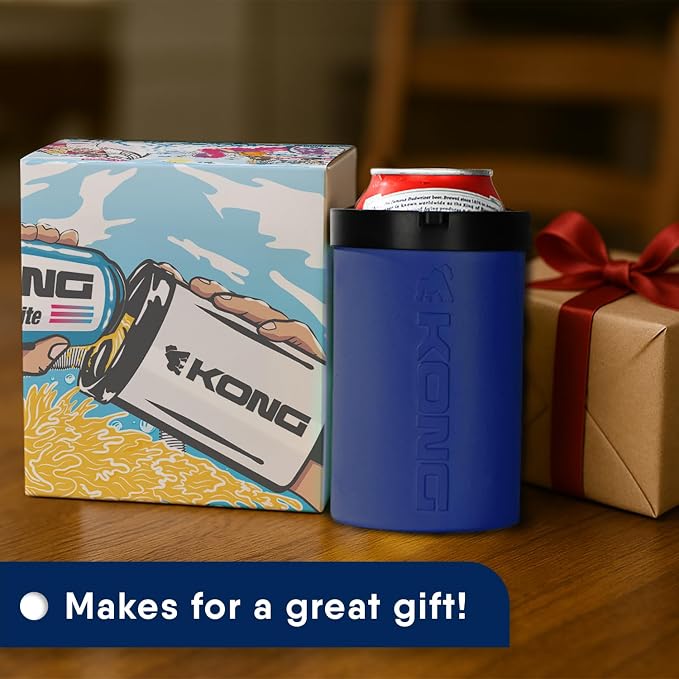 The Kong 2.0 - A Portable Can or Bottle Cooler/Cup with A Detachable, Expandable, Hose to Funnel Your Drink (Navy)