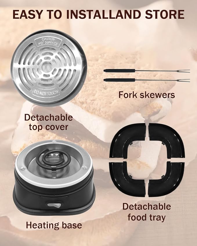 Smores Maker Tabletop Indoor Kit, Indoor Smore Maker Smores Kit Flameless S'mores Maker, Tabletop Smores Maker,Movie Night Supplies Housewarming Christmas Gifts, 120V