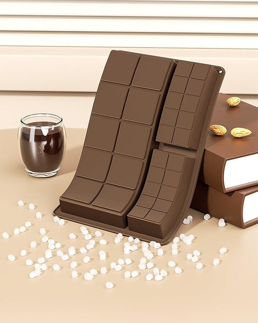 Silicone Chocolate Bar Mold, 1 Inch Deep, Large Candy Mould for Stuffed Bars and Fillings, 2 Pcs (brown)
