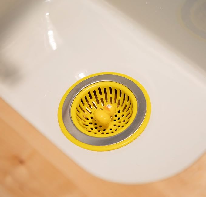 Joie Quack Kitchen Sink Strainer Basket Garbage Disposal Drain Cover, Duck | Fits All Standard Sinks, Keeps Unwanted Food Particles Out Kitchen Sink Drain, Measures 4.5” x 4.5”
