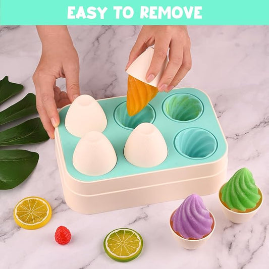 WMKGG Popsicles Molds, 6 PCS 2oz Cone Shape Ice Pop Mold, Silicone Ice Cream Moulds, Easy Release, Mini Popsicle Mould(Green)