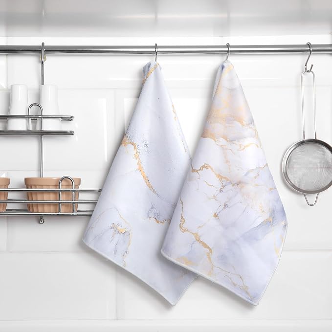 Boyiee Set of 6 Marble Kitchen Towels Gold Dish Towels Absorbent Stylish Marble Tea Towels 24 x 16 Inches Modern Hand Towels Housewarming Gifts for Farmhouse Kitchen Bathroom Decorations