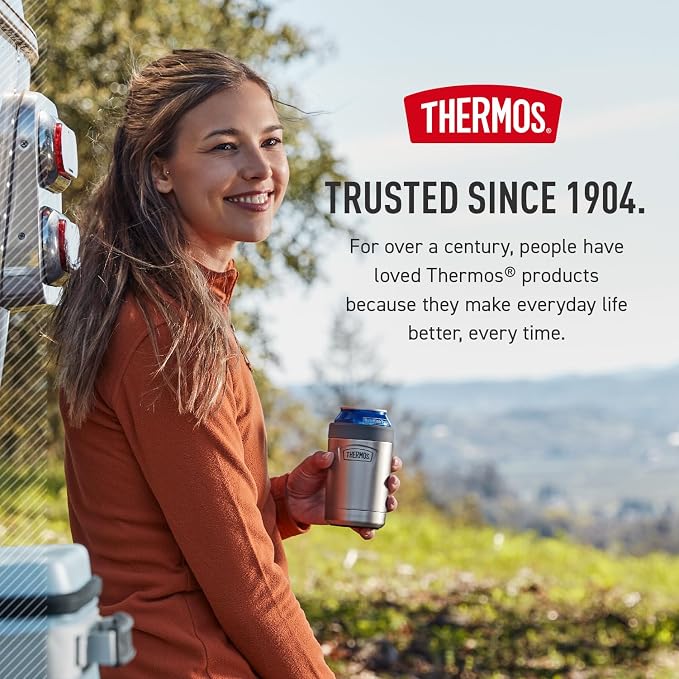 THERMOS ICON SERIES, Beverage Can Insulator - 12 Ounce, Matte Stainless Steel - Vacuum Insulated