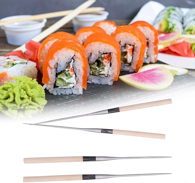 Metal Cooking Chopsticks with Wood Handle, 11.4in Sushi Chopsticks Long Cooking Chopsticks Reusable Metal Chop Sticks Dishwasher Safe for Frying, Hot Pot, Noodles and Japanese, Korean, Chinese Foods