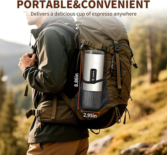 Leozora 20Bar Portable Espresso Machine, 7500mAh USB-C Rechargeable, 3-in-1 for Ground Coffee & Nespresso/DG Capsules, Stainless Steel Travel Coffee Machine for Camping, Car, Office,White