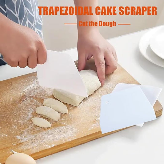 Set of 3 Cake Scrapers and Smoother Tools for Cake Decorating, Dough & Bowl Scrapers Plastic Icing Smoothers Dough Cutters Bench Scrapers(T Shape)