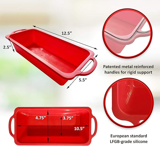Silicone Bread Loaf Pan - Non Stick Silicone Loaf Pans for Baking - Meatloaf Bread Pans - BPA free Perfect for Oven & Dishwasher safe
