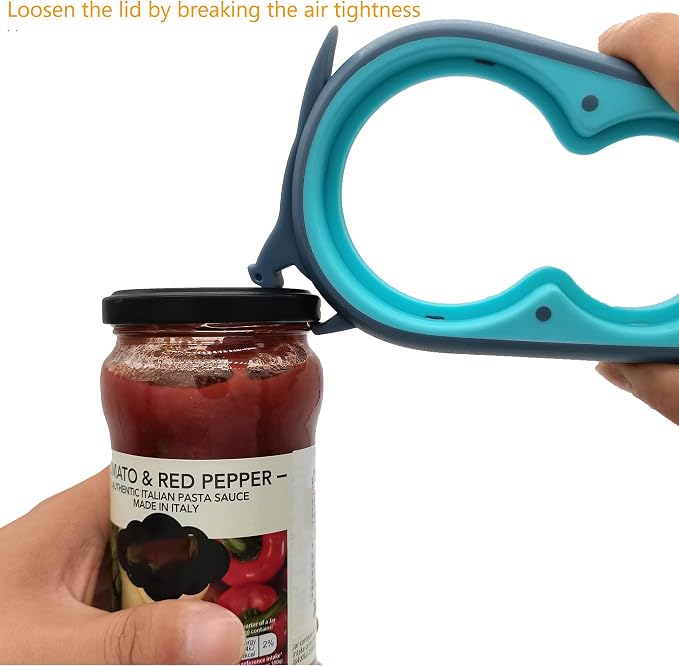 Otstar 6 in 1 Jar and Bottle Opener for Weak Hands, Seniors with Arthritis | Multi-use Lid Opener Set, Includes Non-slip Rubber Gripper Pad & Wine Opener, Comfortable Grip, Simple Twist-off Operation