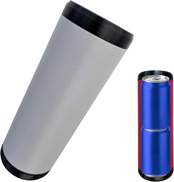 Beerzooka Double Tactical Reload Can Holder, Gray | Fits 2 Standard 12oz Cans, Made in USA, 3D-Printed Plastic, Black Rim Design, For Camping and Tailgating