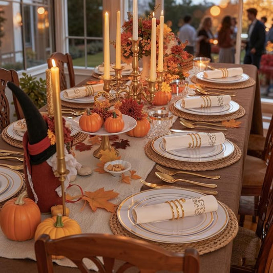 WDF 180 Pieces Disposable Plastic Gold Silverware Cutlery - Disposable Flatware Set 60 Forks, 60 Knives and 60 Spoons - Heavy Duty Gold Plastic Cutlery - Utensils for Party, Wedding, Thanksgiving
